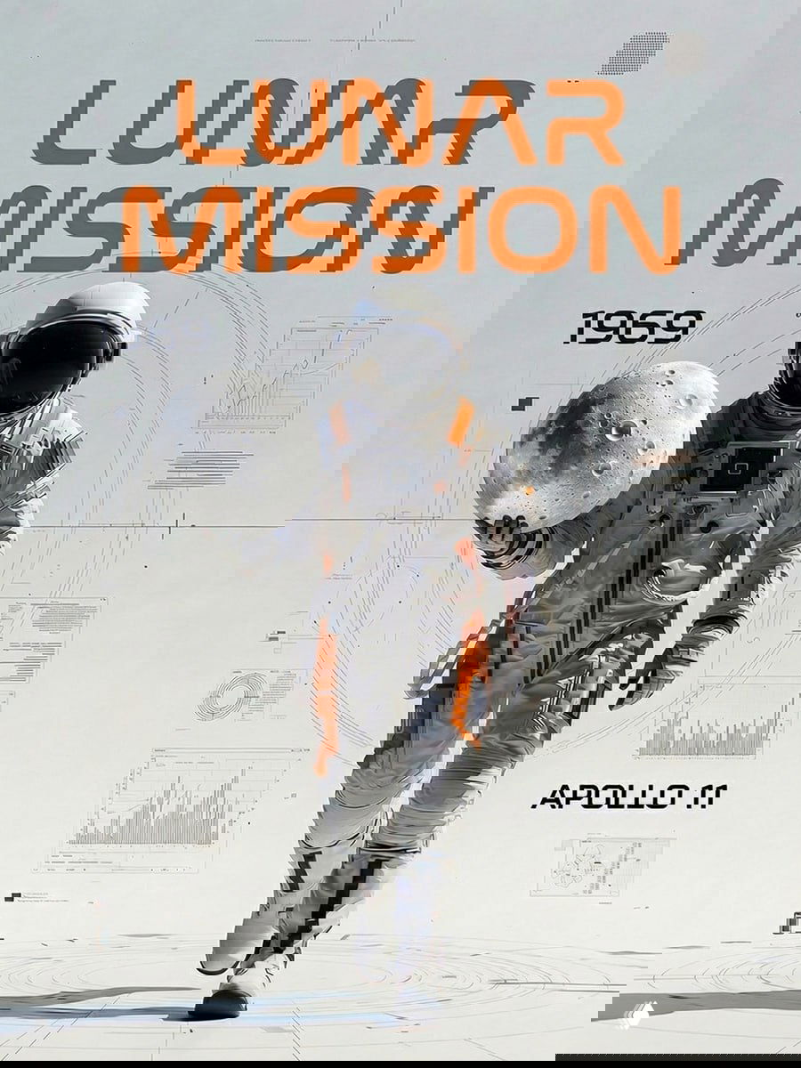 Постер LUNAR MISSION 1969 — нейроарт для интерьера