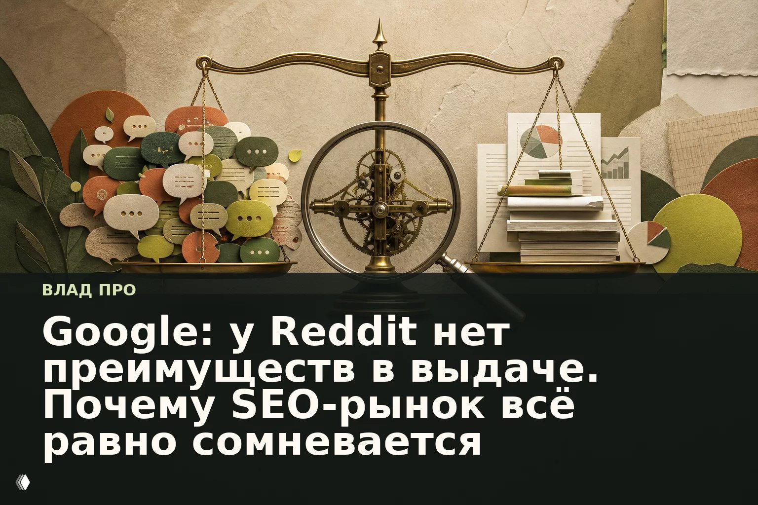 Иллюстрация: старинные весы на фоне диаграмм; в одной чаше — облачка диалогов и сообщений, в другой — стопка документов, книг и графиков.