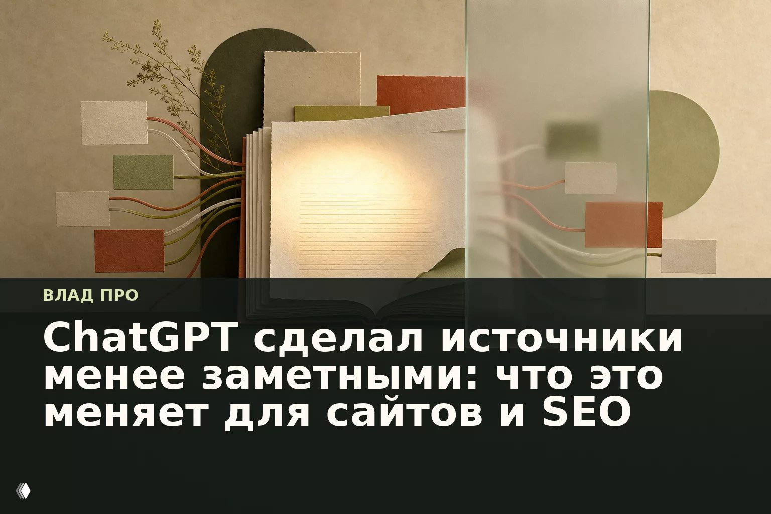 Абстрактная иллюстрация: раскрытая книга с проводами и блоками, символизирующая скрытые источники данных в интерфейсе.