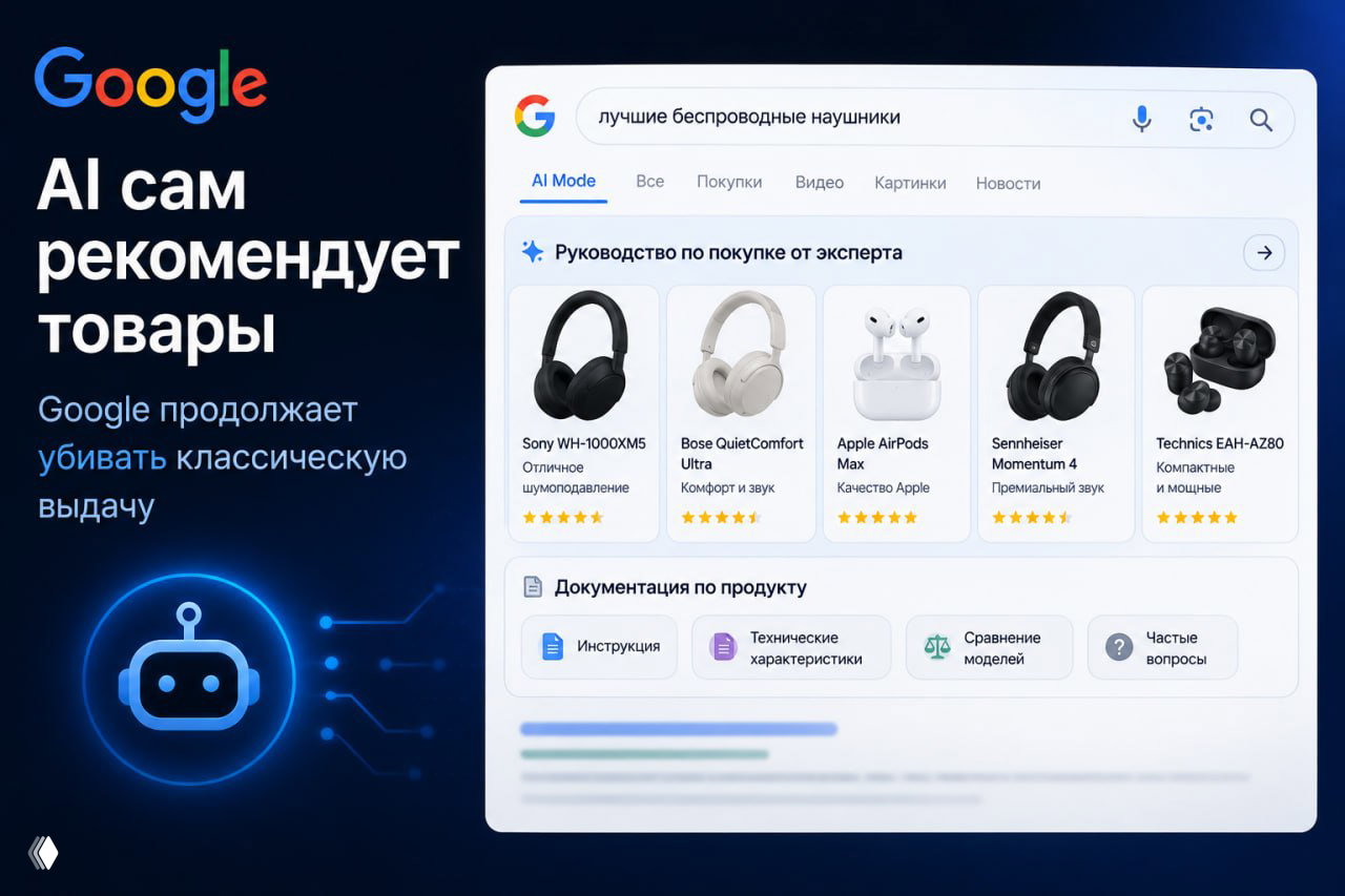 Google убивает классическую выдачу — AI рекомендует товары