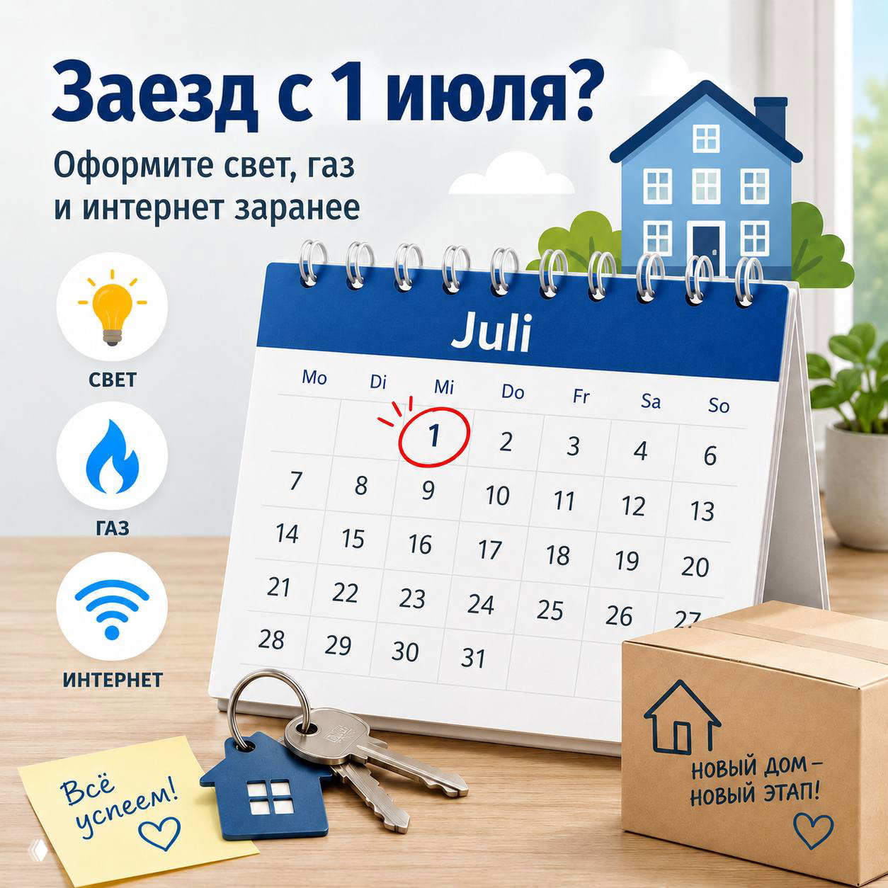 Кто заезжает в квартиру с 1 числа — напоминание