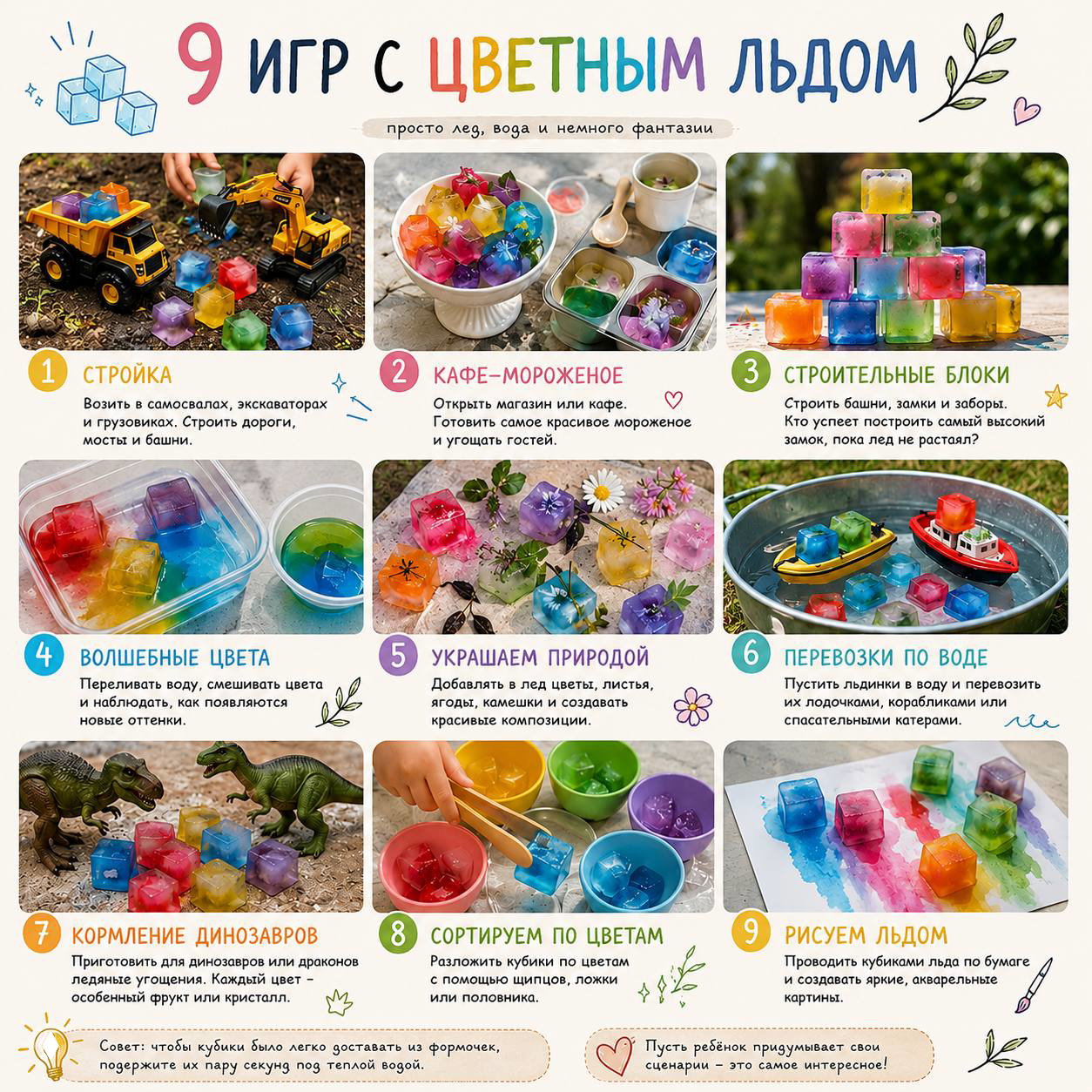 Игры с цветным льдом