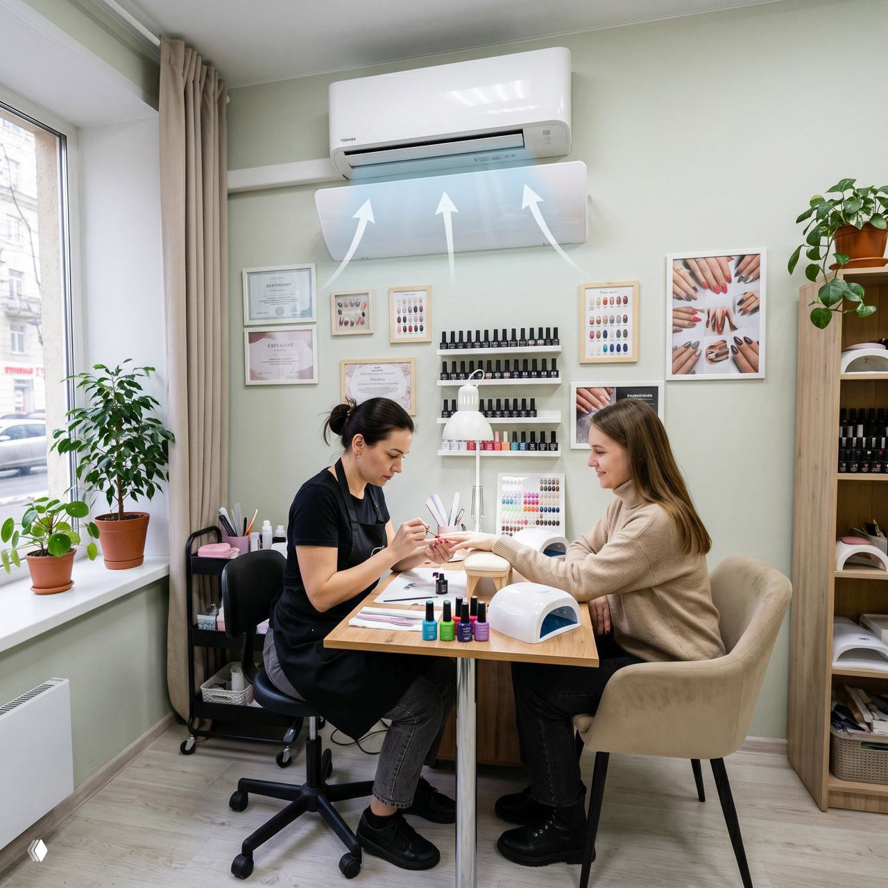 Кондиционер в маникюрном кабинете