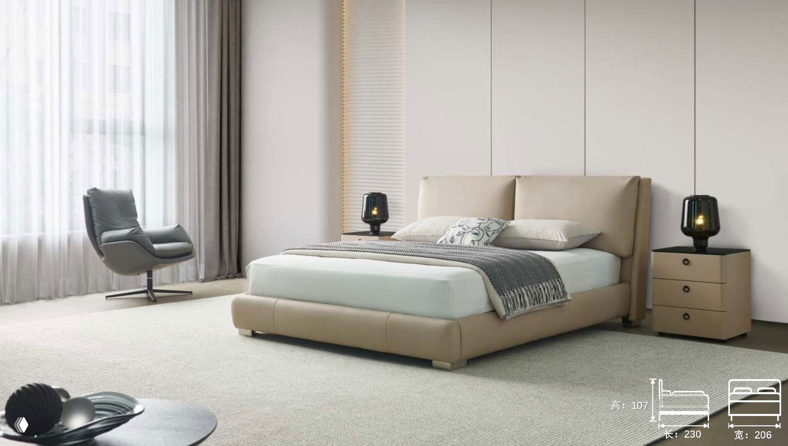 Кровать 230×206×107 — варианты отделки и цена