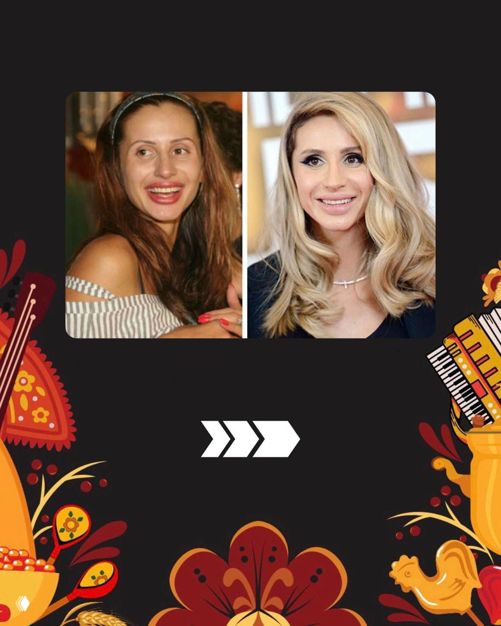 Сравнительные фотографии: слева более простая фотография, справа — профессиональный образ с подчеркнутыми чертами и ровным тоном кожи.