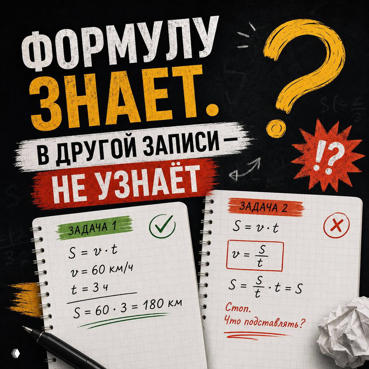 Формулу знает. В другой записи — не узнаёт