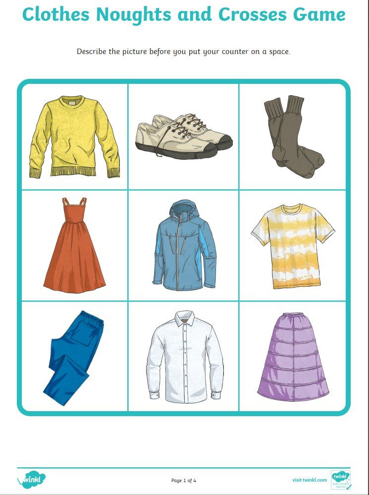 Крестики‑нолики про одежду (Clothes Tic‑Tac‑Toe)