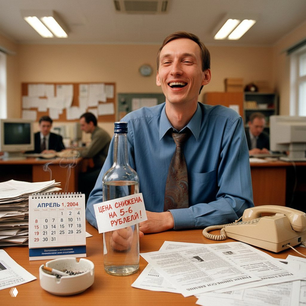 1 апреля 2004 — розыгрыш с подешевевшей водкой