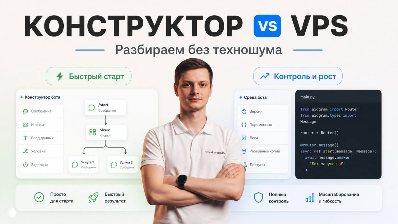 VPS или подписка на no-code конструктор для Telegram‑бота