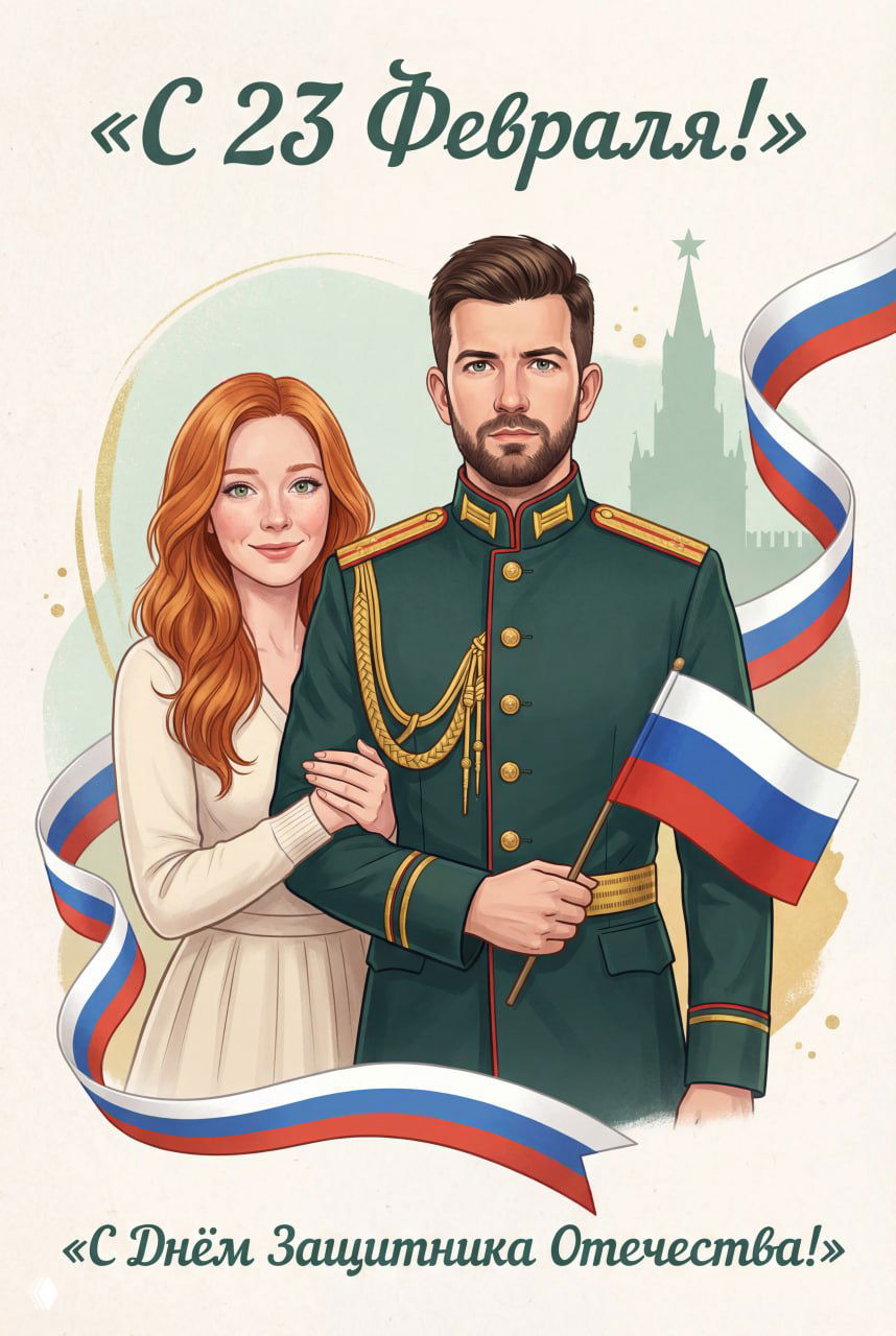Промт для открытки на 23 февраля