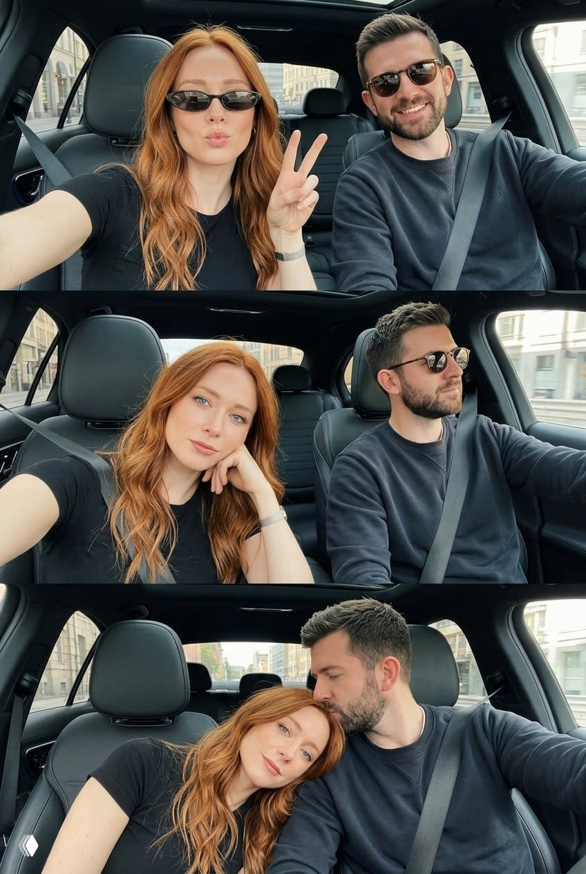 Промт для парной фотосессии в машине