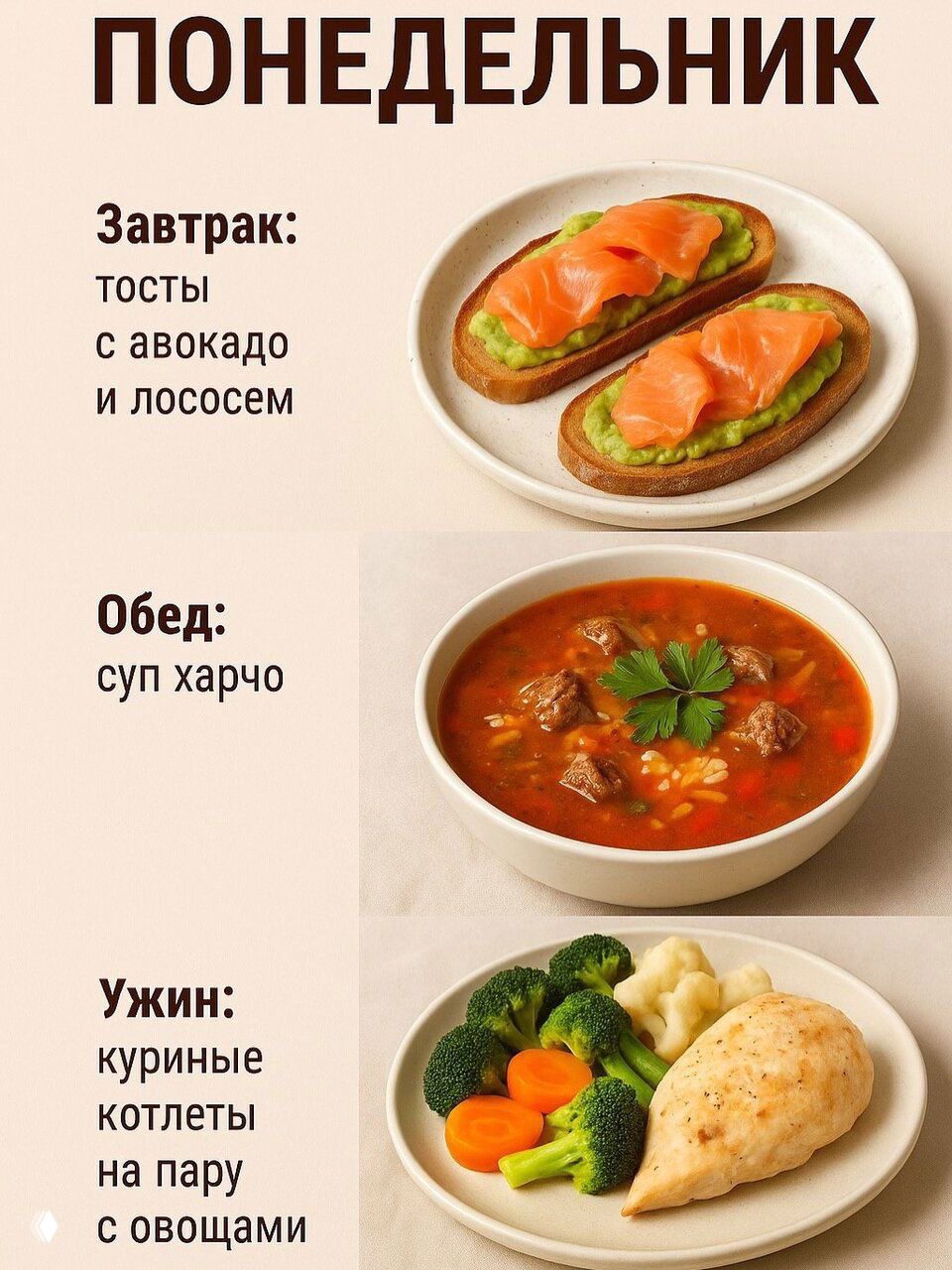 ПП-меню на неделю: завтраки, обеды, ужины