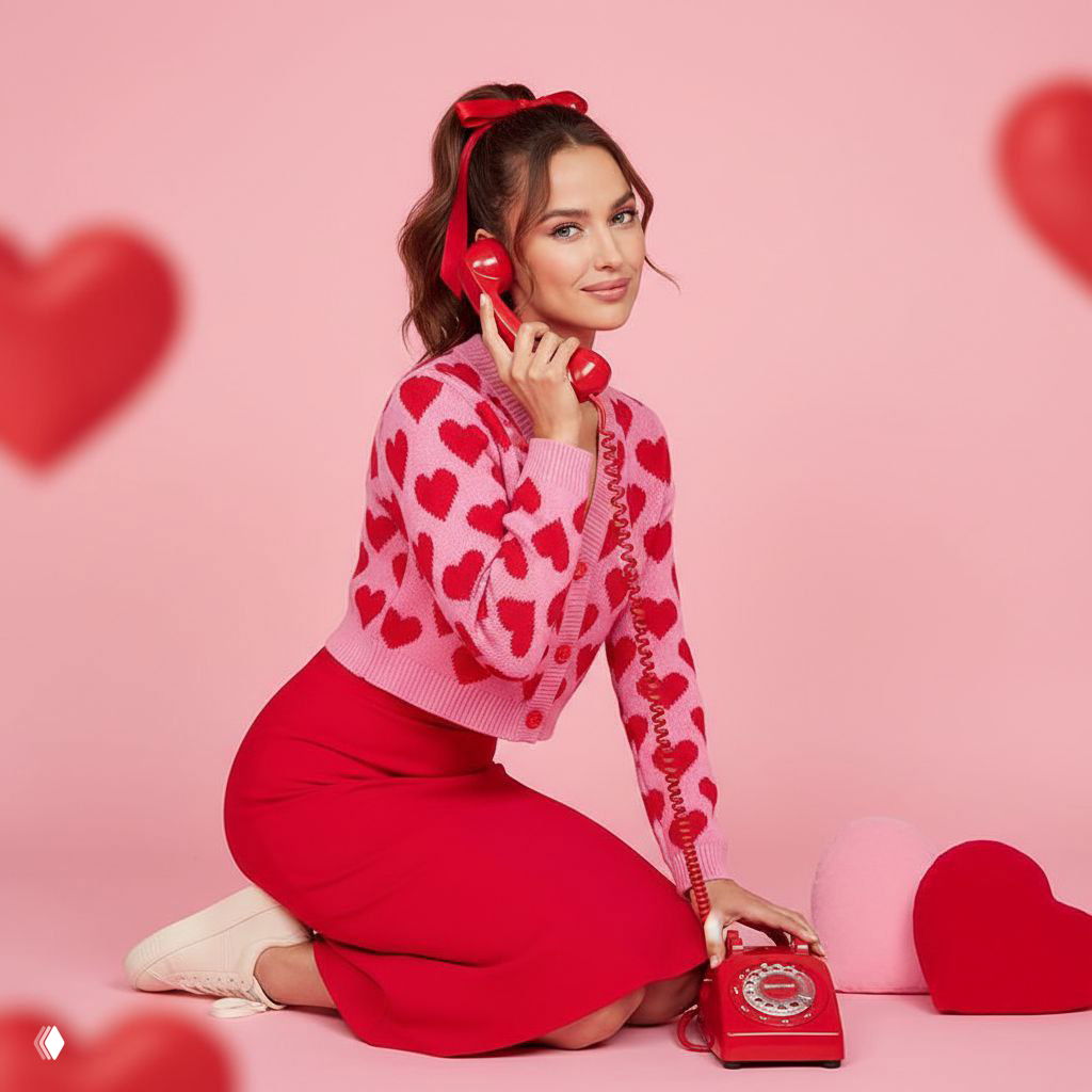 Промпт милой фотки в сердцах