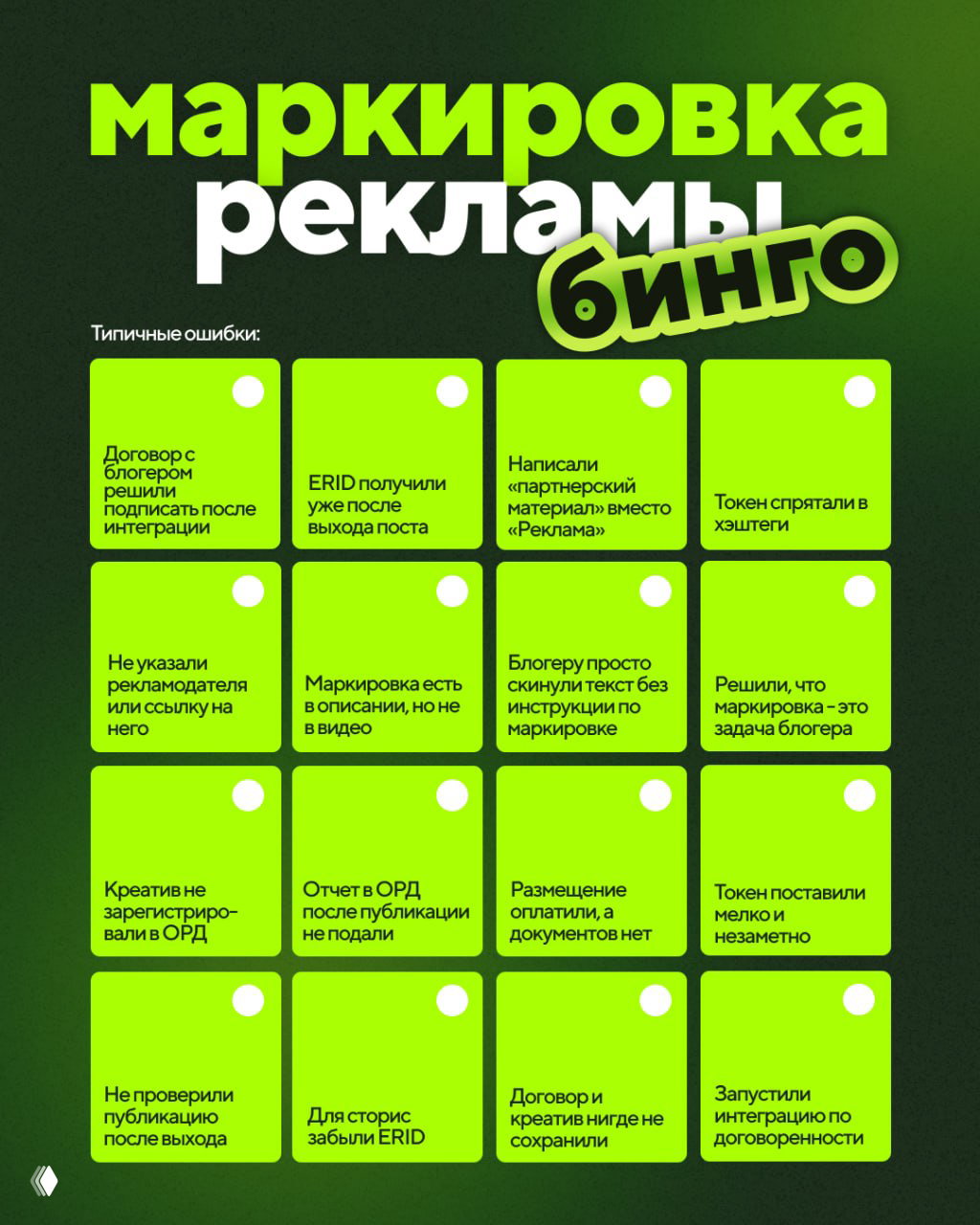 Типичные ошибки в маркировке рекламы